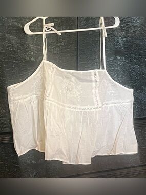H&M White Embroidered Babydoll Camisole- 100% Cotton